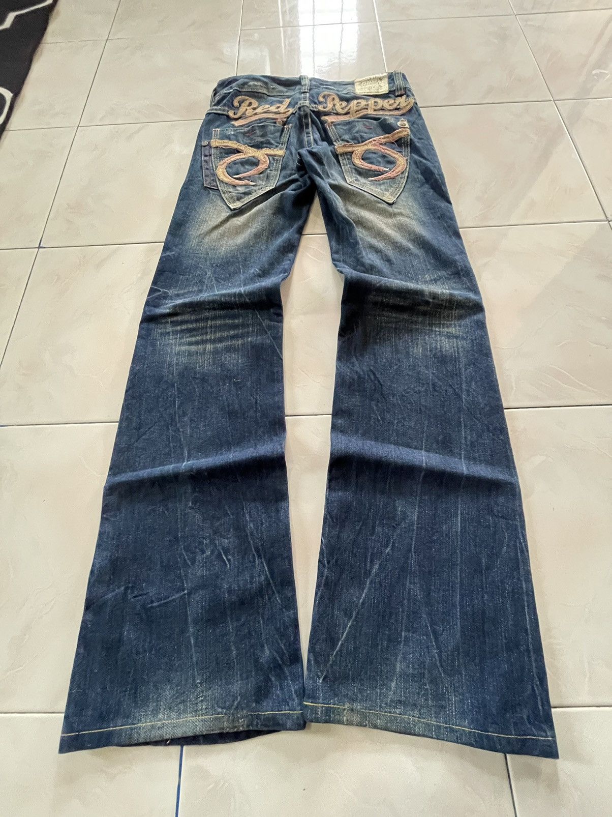 GOSTAR DE FUGA × Hysteric Glamour × Japanese Brand Red Pepper Japan Embellished Embroidered Flare Jeans Size US 29 - 2 Thumbnail