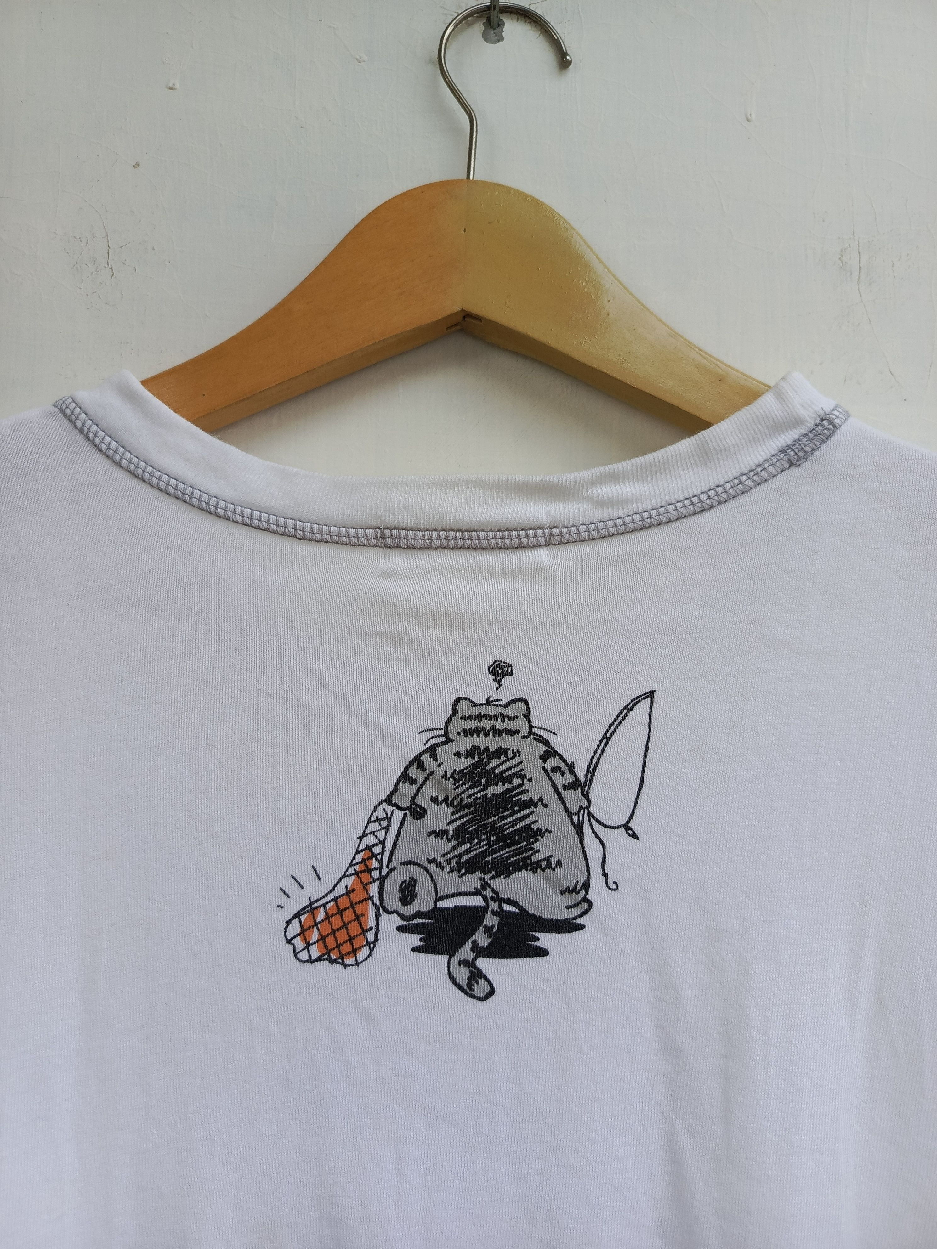 Vintage Vintage What Cats Graphic Tee Cartoon Fishing Cat Print Size US M / EU 48-50 / 2 - 8 Thumbnail