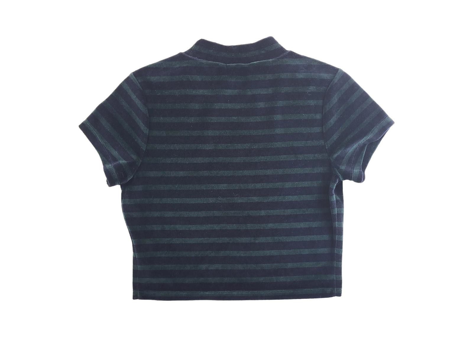 T by Alexander Wang T by Alexander Wang Green/Black Striped Velour Crop Top Tee Size S / US 4 / IT 40 - 2 Thumbnail
