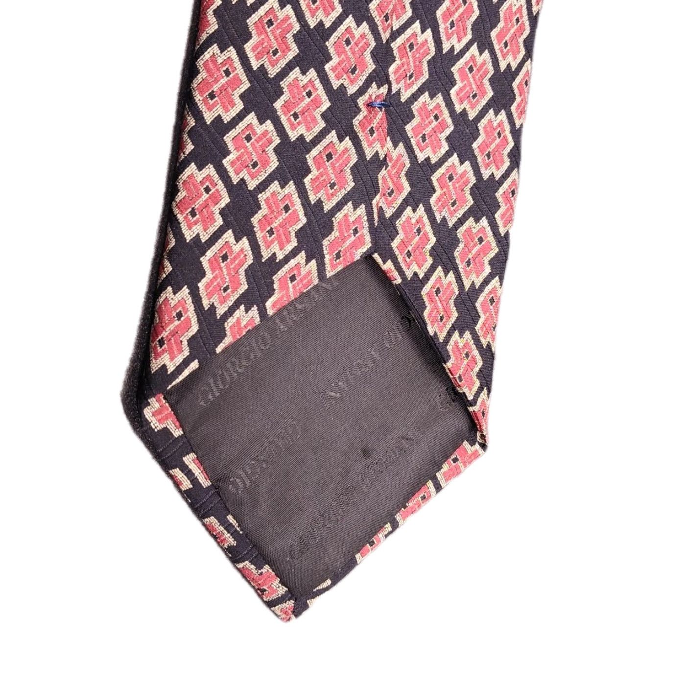 Giorgio Armani VINTAGE Giorgio Armani Men's Tie 100% Silk Geometric Cross Pattern Retro Designer Italy 57"-60" Size ONE SIZE - 5 Thumbnail