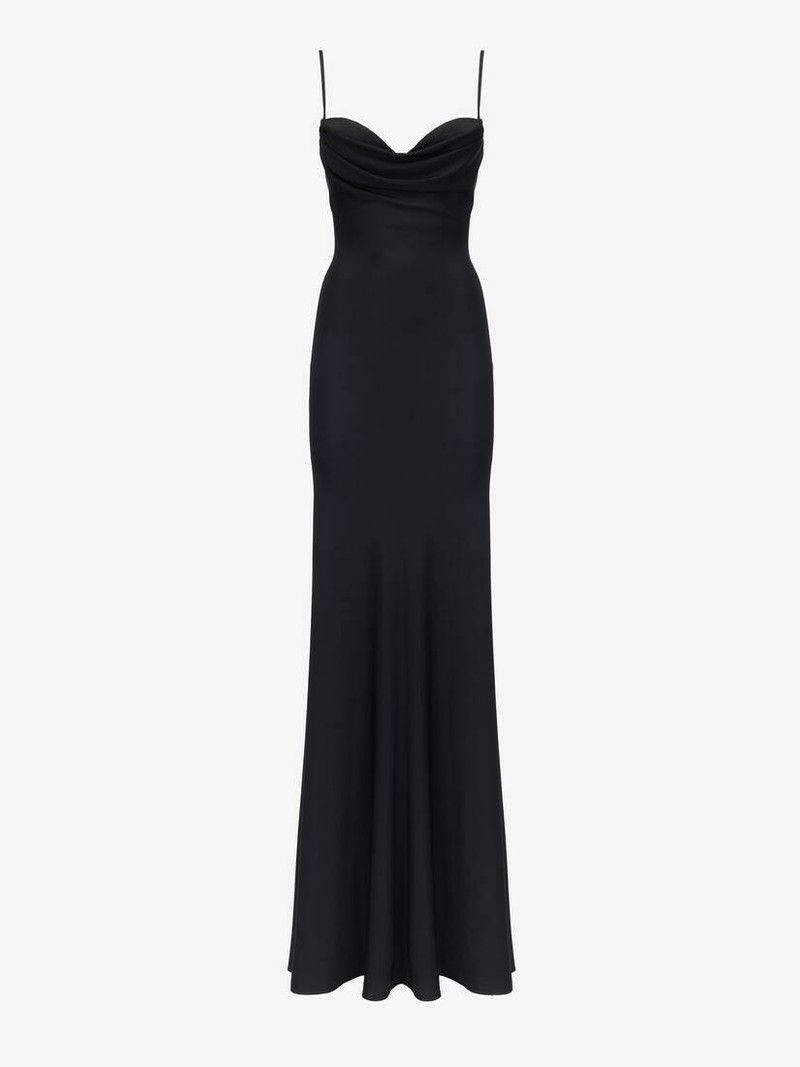 Alexander McQueen o1w1db10326 Sweetheart Neckline Evening Dress in Black Size L / US 10 / IT 46 - 1 Thumbnail