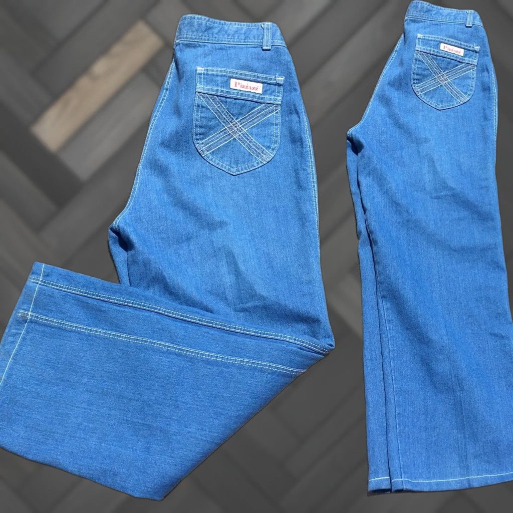 Vintage VINTAGE Pizzazz New York Paris Jeans High Waist 70s 80s 31 Waist Talon 42 Zipper Denim Blue 1980s Mens Size 24" / US 00 / IT 34 - 1 Thumbnail