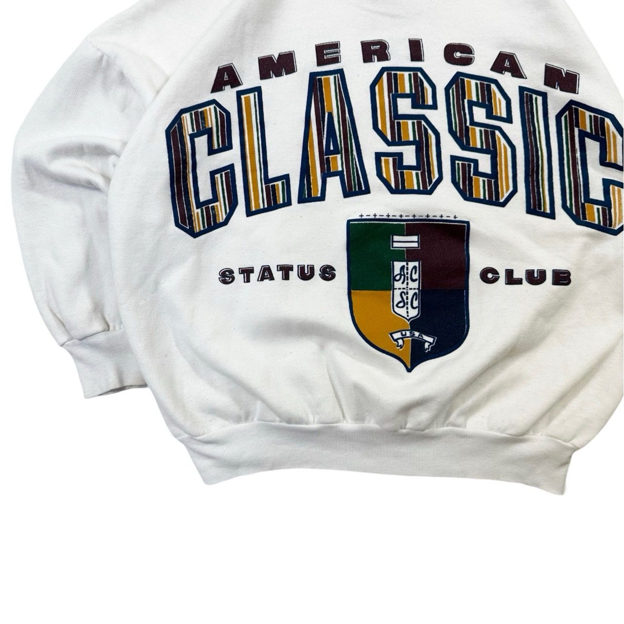 Vintage Vintage 90s American Classic Status Club Graphic Sweater Size US M / EU 48-50 / 2 - 3 Thumbnail