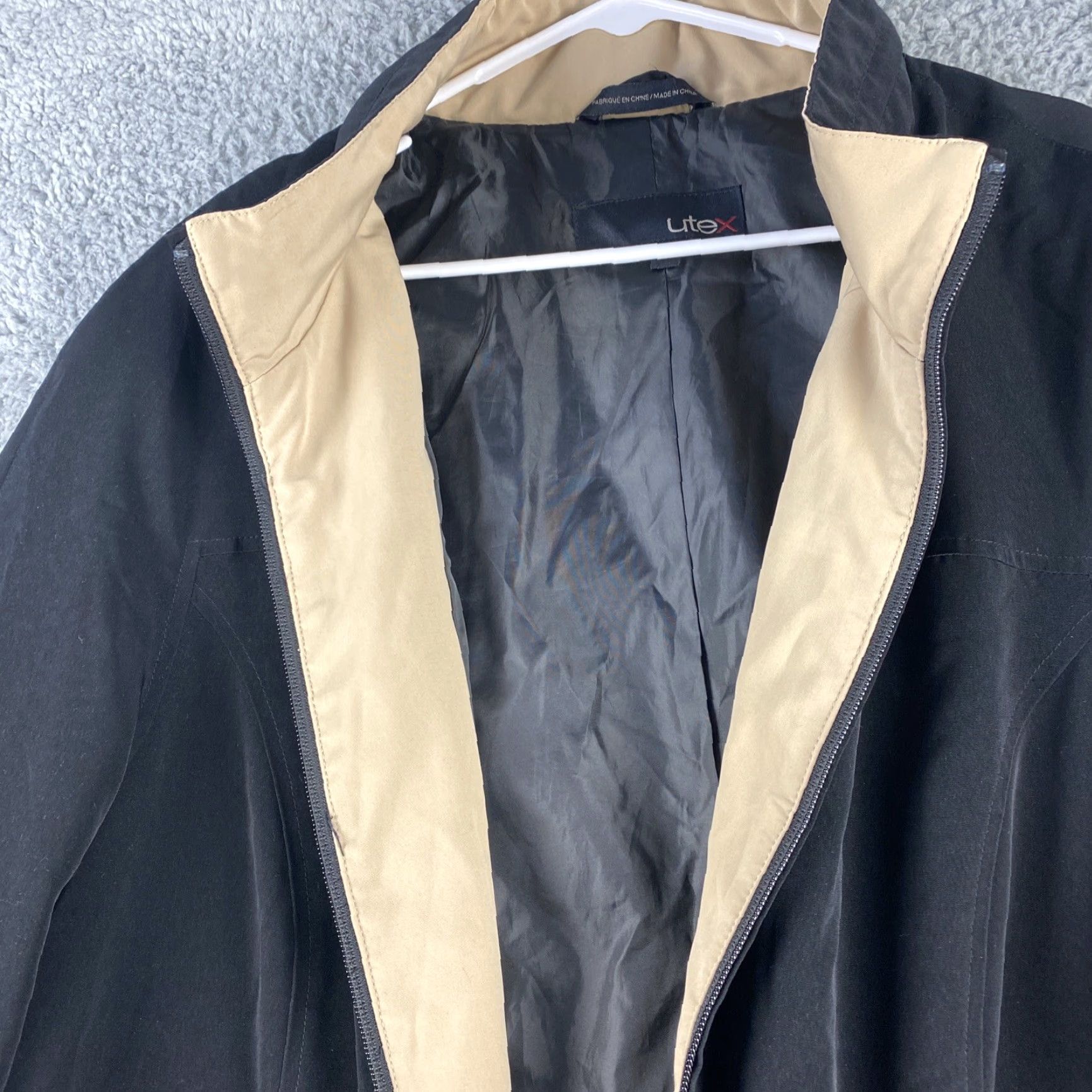 Vintage UTEX Woman's Full Zip Up Jacket Coat Size 2X Black Long Sleeves 47-2 Size XXL / US 16-18 / IT 52-54 - 8 Thumbnail