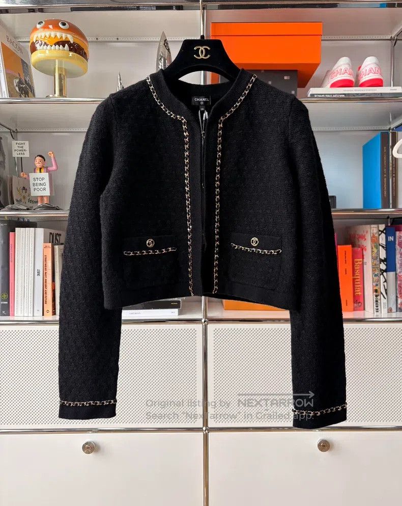 Chanel Chanel Leather chain black knitwear coat Size XS / US 0-2 / IT 36-38 - 1 Thumbnail