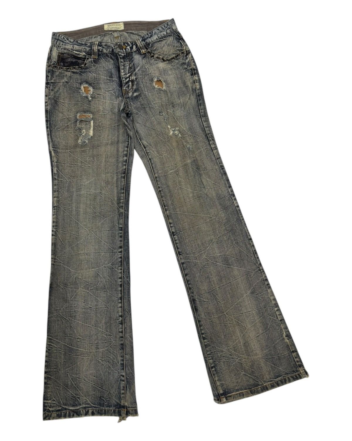 If Six Was Nine × Japanese Brand × Obelisk FLARE JEANS AUTHENTIC RUSTY DISTRESSED DENIM JEANS Size US 30 / EU 46 - 6 Thumbnail