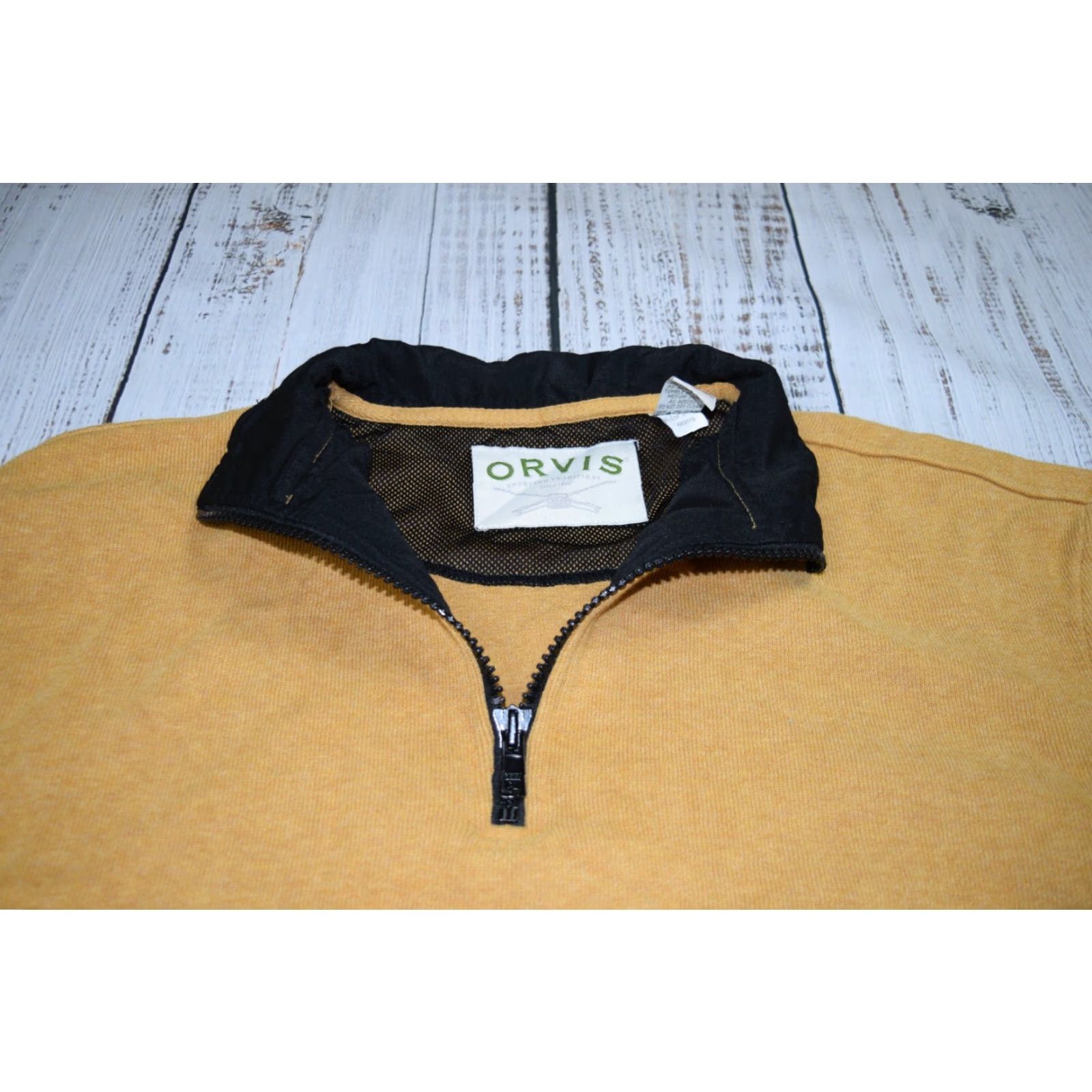 Orvis ORVIS Men's Pullover Sweater Large 1/4 Zip Solid Yellow Outdoor Golf Fleece Size US L / EU 52-54 / 3 - 4 Thumbnail