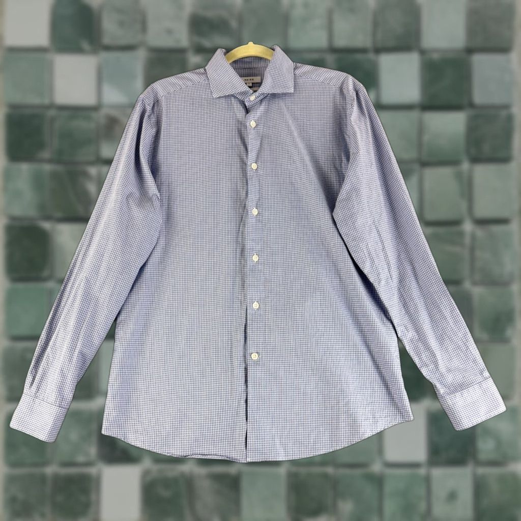 Reiss Reiss Dress Shirt Men L Blue Check Print Regular Fit Long Sleeve 100% Cotton Size 42R - 1 Thumbnail