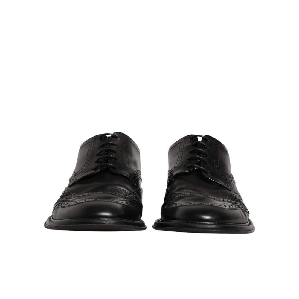 Dolce & Gabbana Dolce & Gabbana Black Leather Derby Wingtip Formal Shoes Size US 11 / EU 44 - 2 Thumbnail