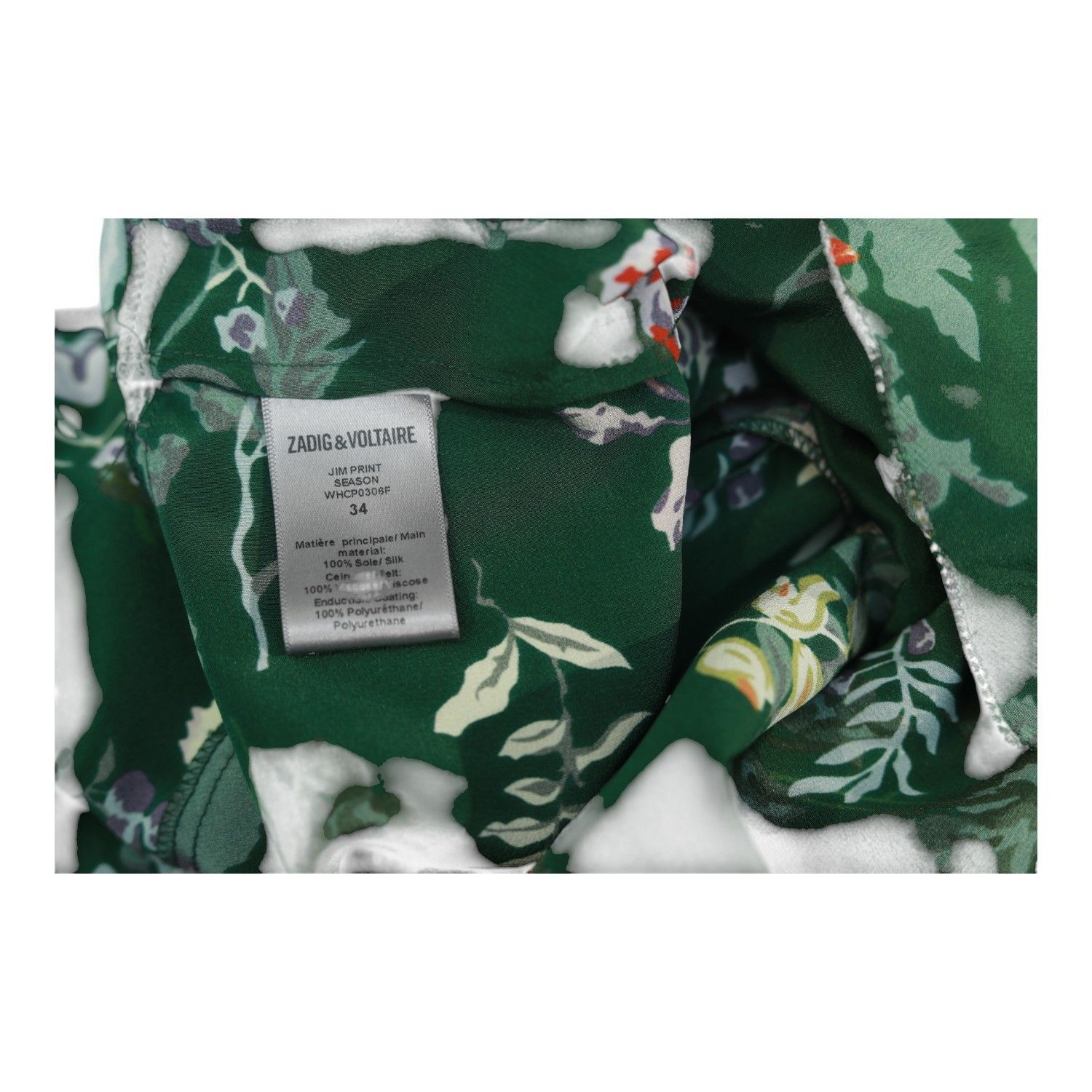 Zadig & Voltaire Zadig & Voltaire Jim Print 100%Silk Green Floral Skirt Size 24" / US 00 / IT 34 - 4 Thumbnail