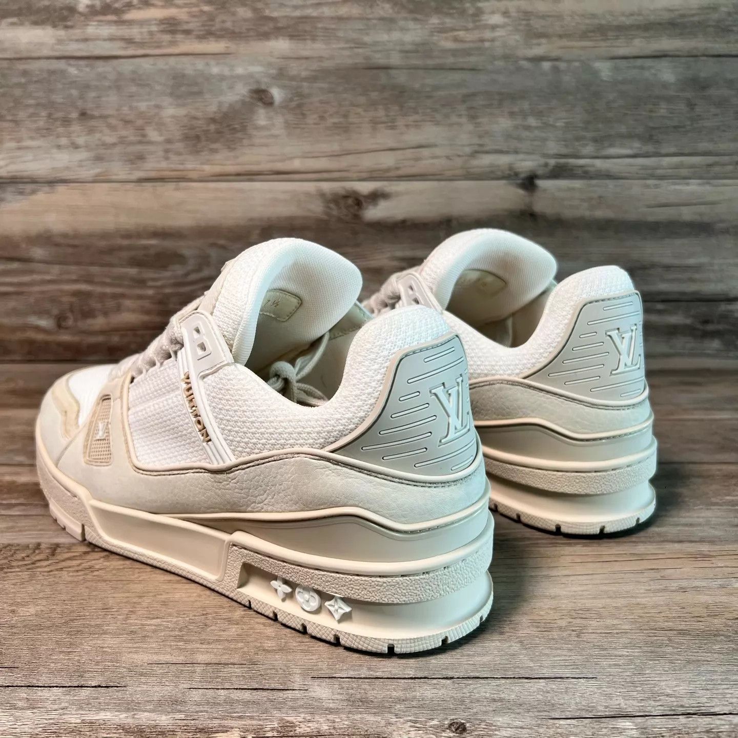 Louis Vuitton LV Trainer White/Brown 97 New UK7.5/41.5 Size US 8.5 / EU 41-42 - 4 Thumbnail