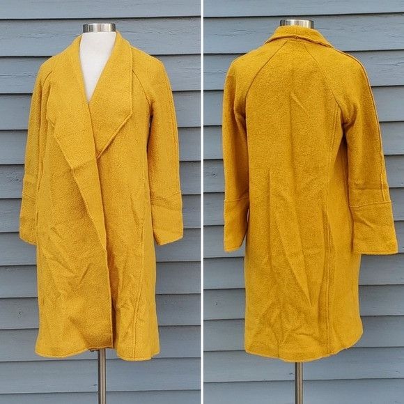 Elie Tahari Tahari Mustard Yellow Boucle Nubby Wool Lagenlook Wool Blend Size XS / US 0-2 / IT 36-38 - 2 Thumbnail