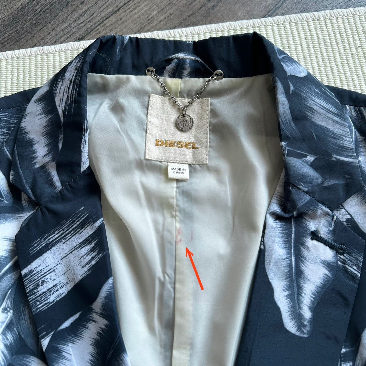Diesel DIESEL Floral Print Ocean Blue Sport Jacket Size 40R - 3 Thumbnail