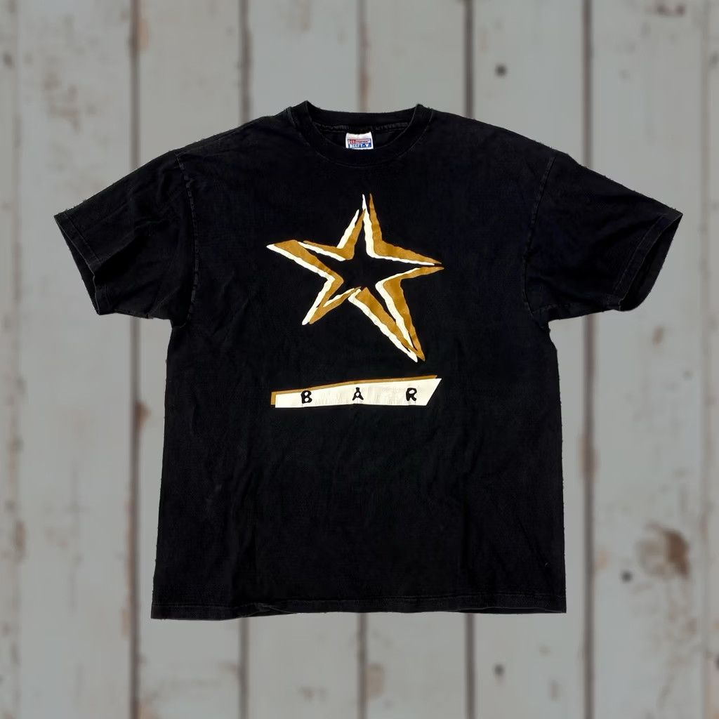 Hanes VINTAGE Hanes T-Shirt Star Bar Black 90s XL Men Size US XL / EU 56 / 4 - 1 Thumbnail