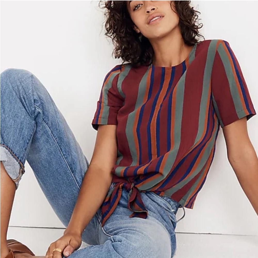 Madewell Madewell l Button-Back Tie Tee in Rosalinda Stripe XXS Size XXS / US 00 / IT 34 - 11 Thumbnail