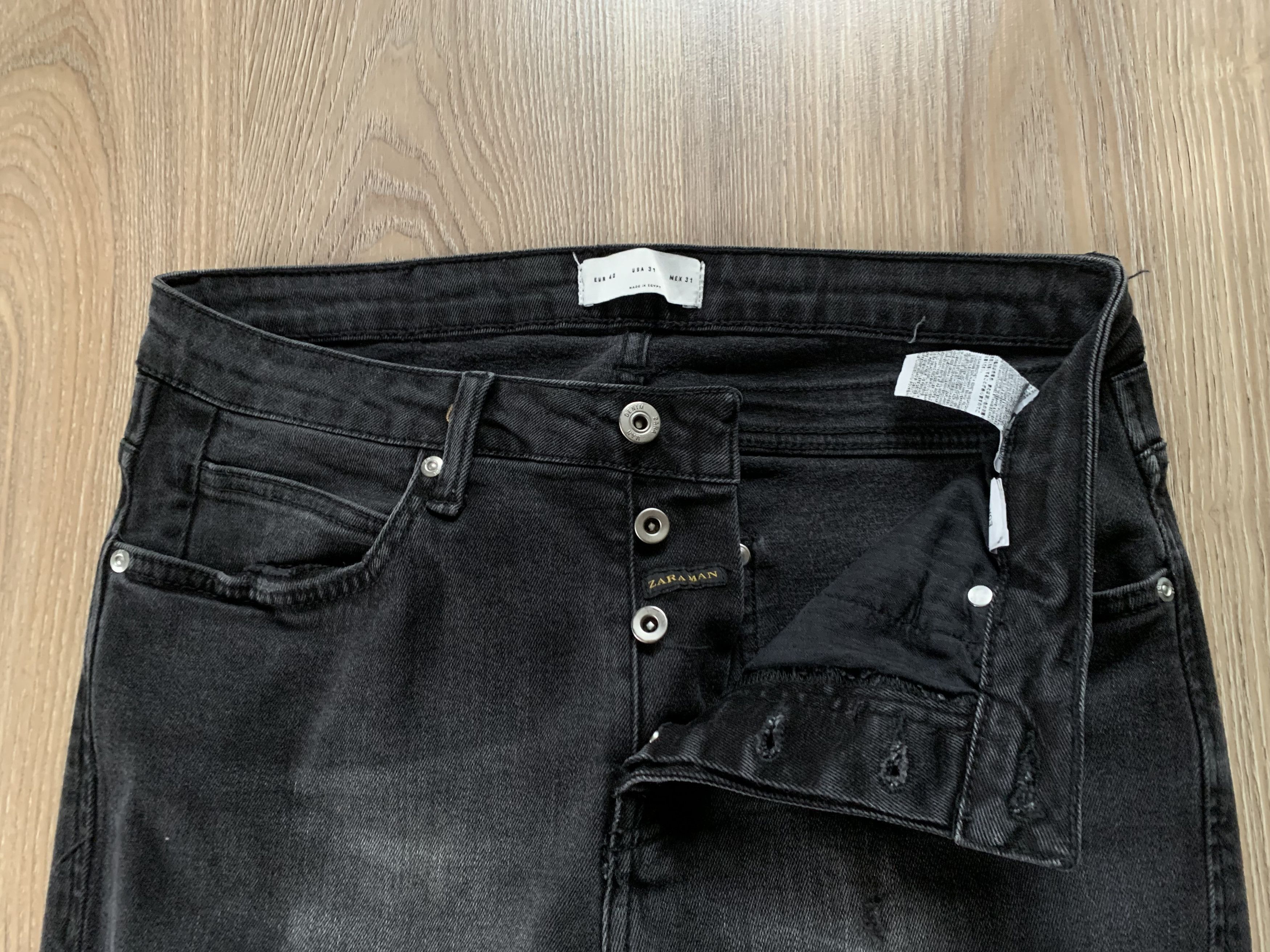 Zara Zara Man Stretch Black Distressed Jeans Size US 31 - 6 Thumbnail