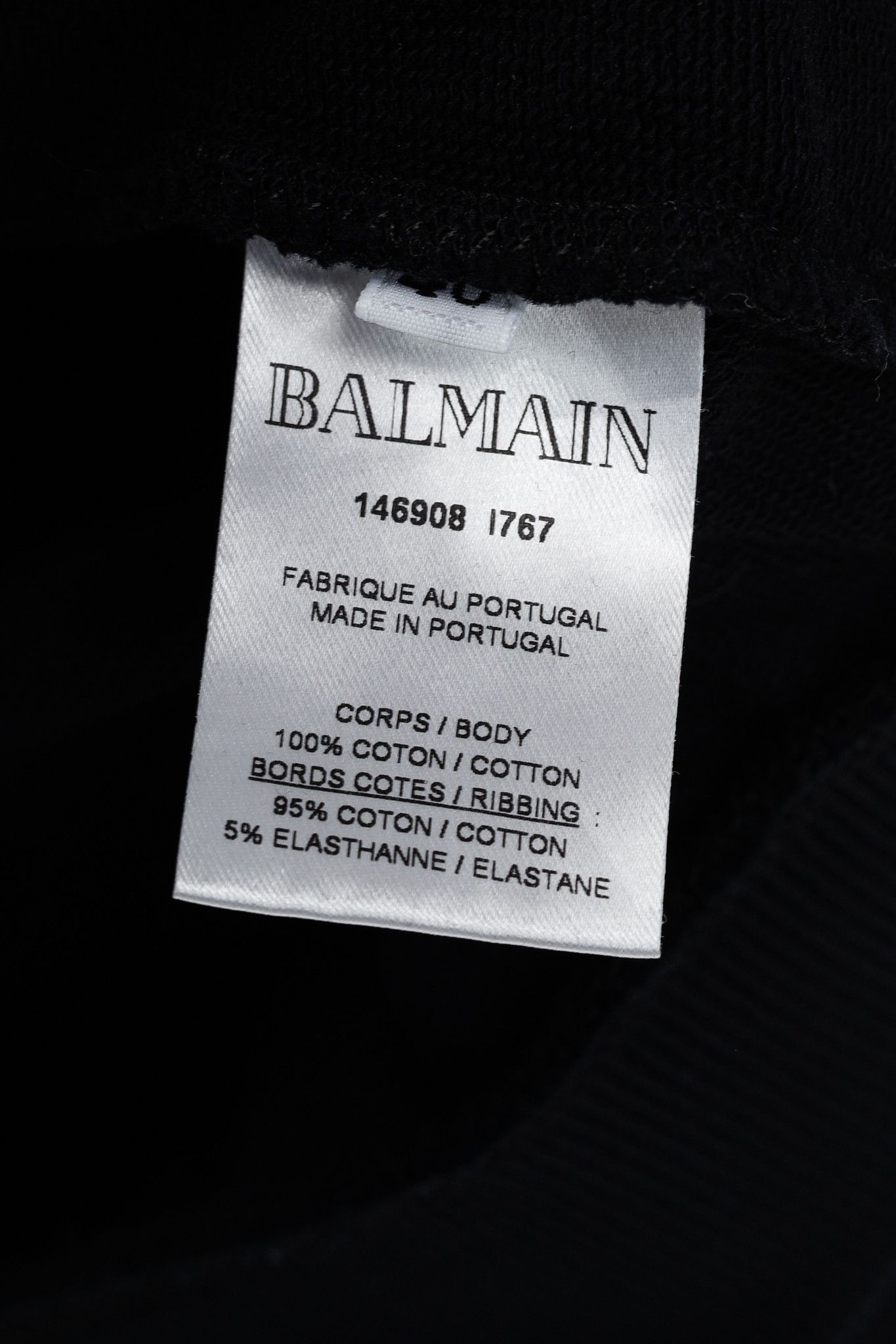 Balmain Balmain Black Cotton Logo-Print Sweatshirt Size L / US 10 / IT 46 - 8 Thumbnail