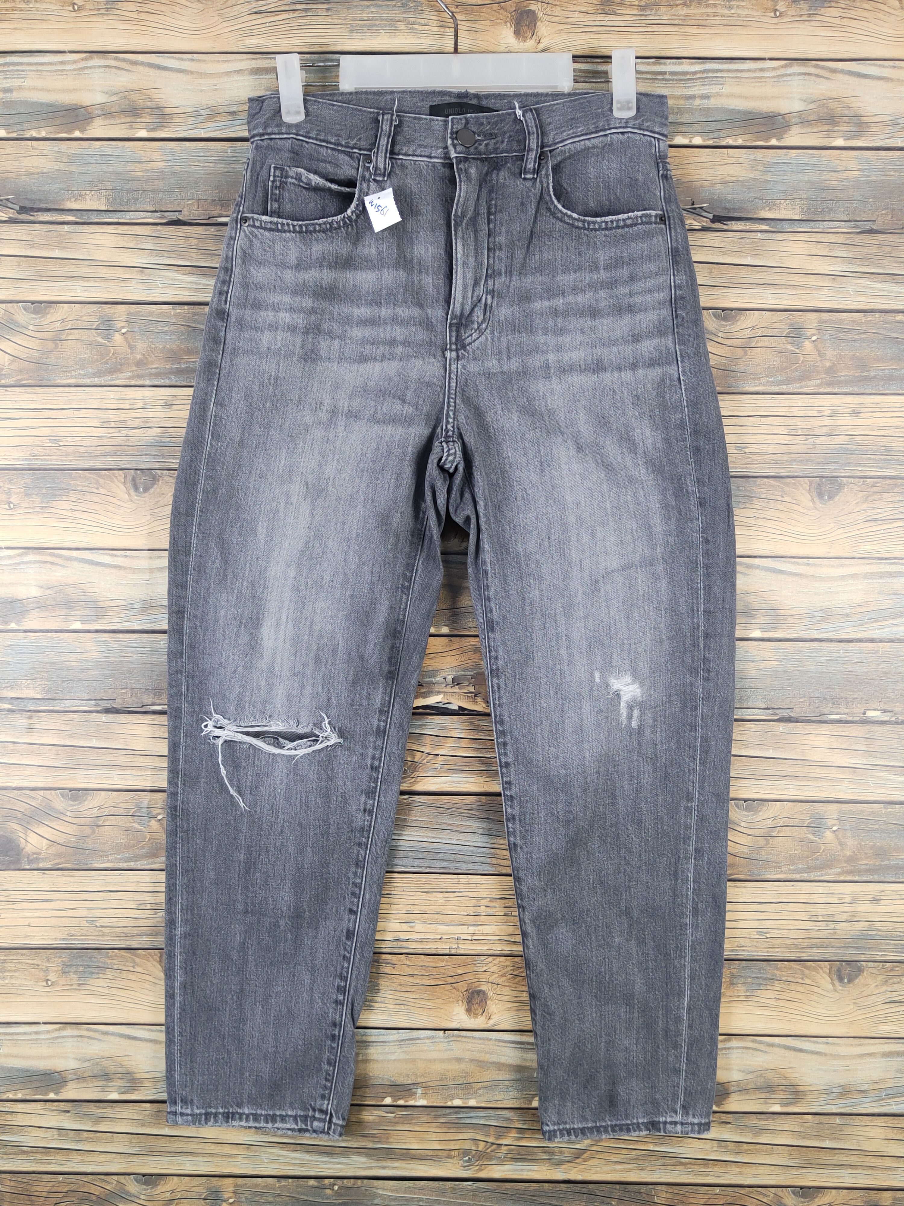 Japanese Brand Uniqlo Black Distressed Ripped denim Jeans #W1561 Size US 28 / EU 44 - 1 Thumbnail