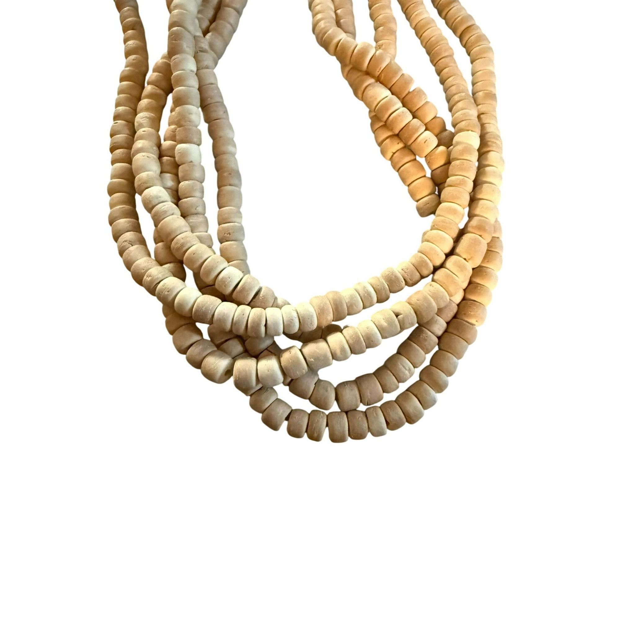 Other Handcrafted Multi-Strand Natural Beige Wooden Boho Beaded Ne Size ONE SIZE - 3 Thumbnail