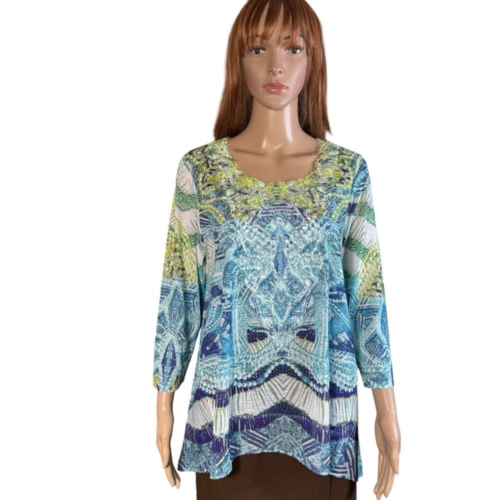 Chicos New Chico's Embroidered Inset Top Size 1 US M Size M / US 6-8 / IT 42-44 - 3 Thumbnail