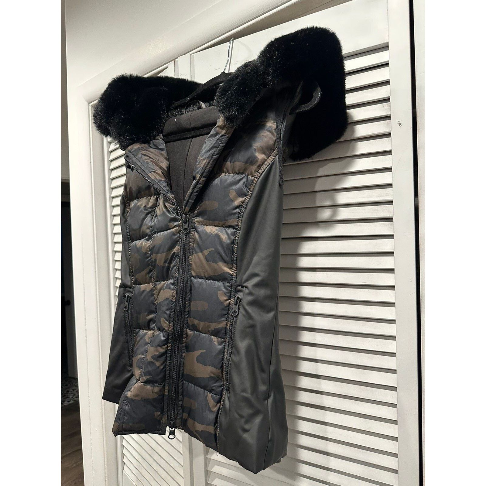 Blanc Noir Blanc Noir Camo Asymmetric-Zip Hooded Moto Vest Size S / US 4 / IT 40 - 1 Thumbnail