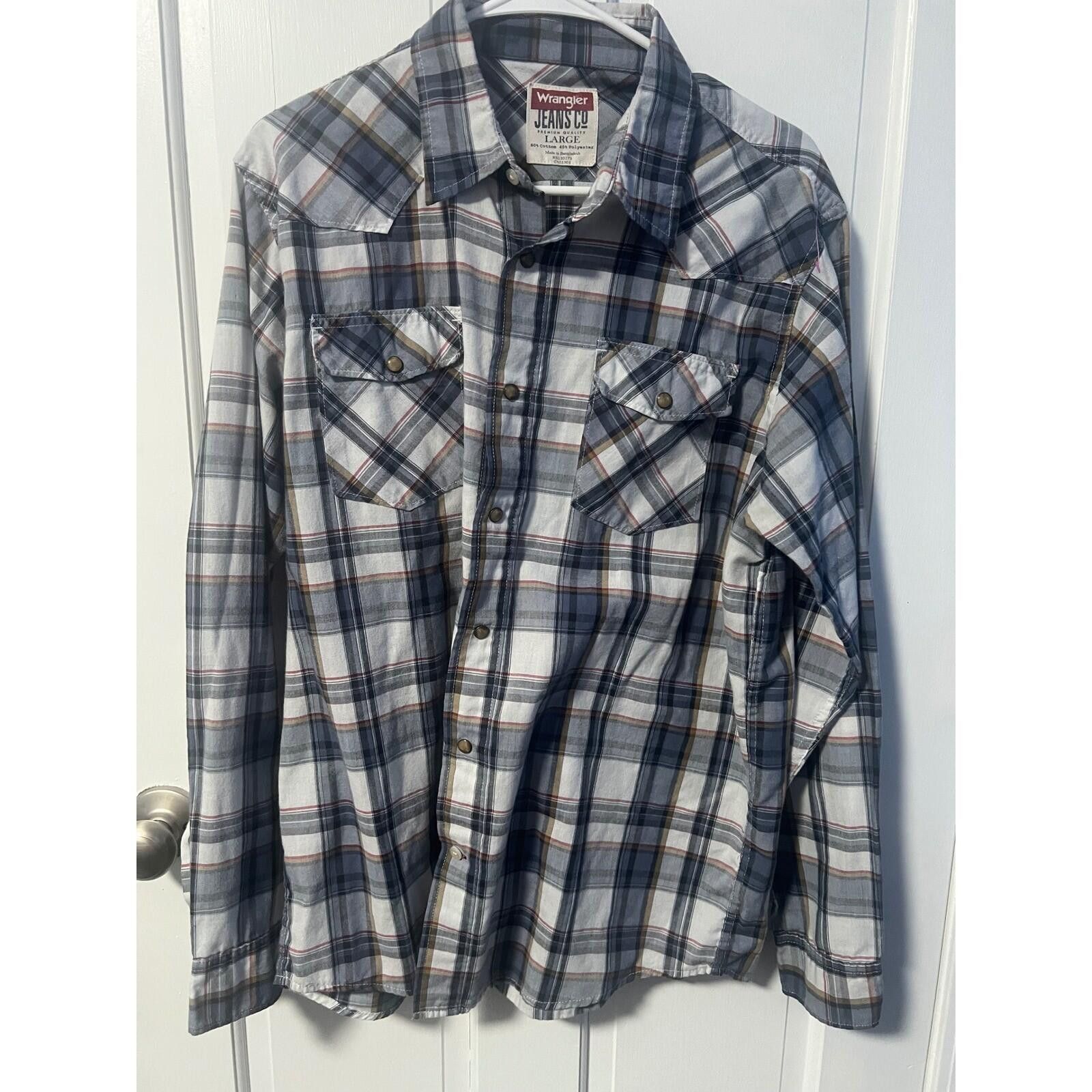 Wrangler Wrangler Western Shirt Mens Large Blue Plaid Button Up Size US L / EU 52-54 / 3 - 4 Thumbnail