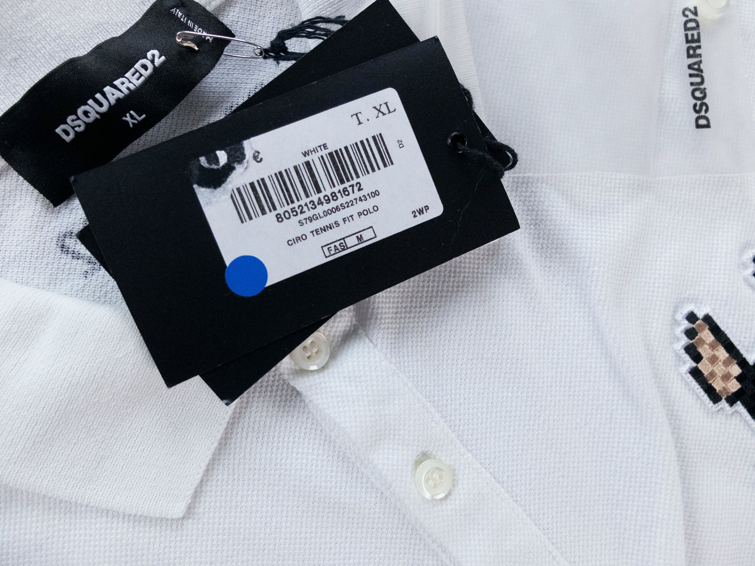 Dsquared2 DSQUARED2 white regular fit Icon logo patch polo shirt XL Size US XL / EU 56 / 4 - 8 Thumbnail