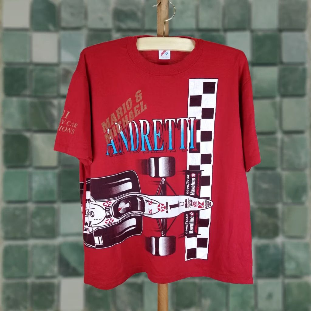 Jerzees VINTAGE Michael & Mario Andretti Red Racing PPG Indy Car Champion T-Shirt XL Size US XL / EU 56 / 4 - 1 Thumbnail