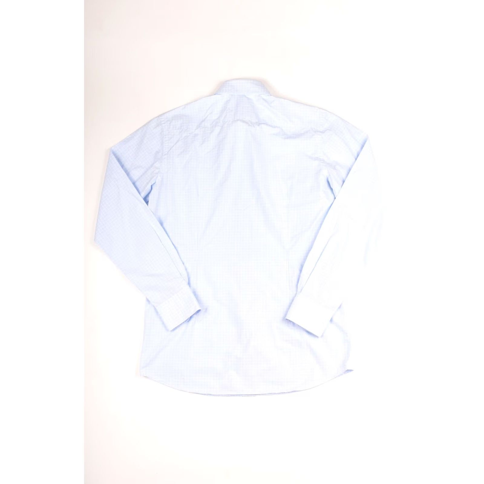 Vintage Emanuel Berg Button Shirt Cotton Check Blue/White, Size 40, Regular, Dress Shirt, Men, Blue, 100% Cotton, Italy Size US L / EU 52-54 / 3 - 6 Thumbnail