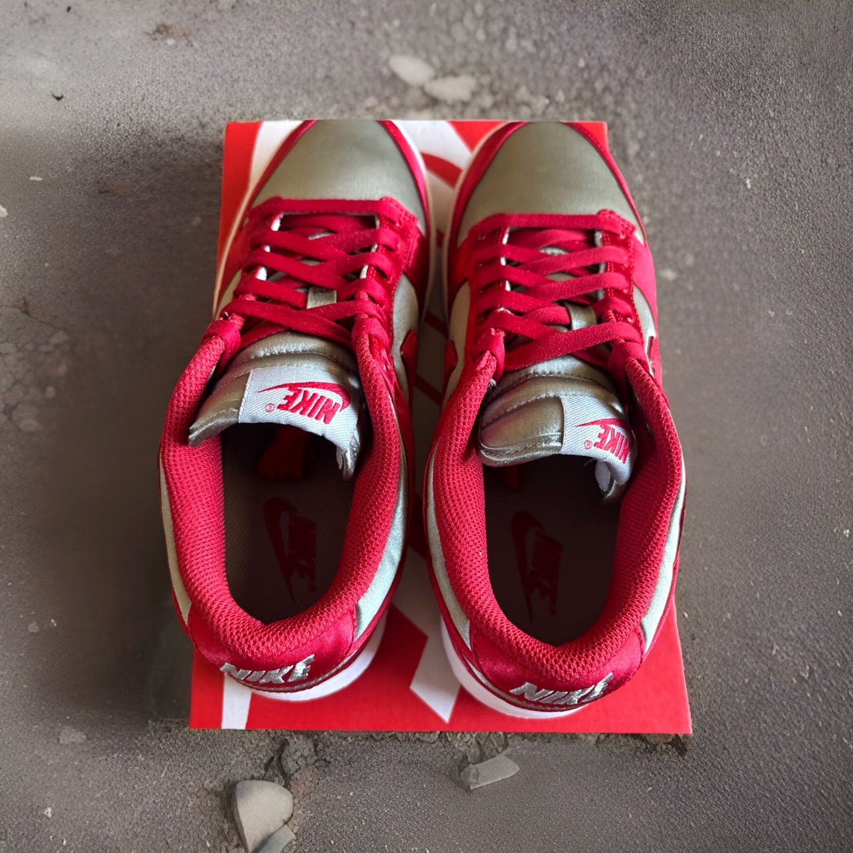 Nike Nike Dunk Low Satin Sneaker Women 8.5 Grey Varsity Red White Deadstock DX5931-001 Size US 9 / IT 39 - 6 Thumbnail