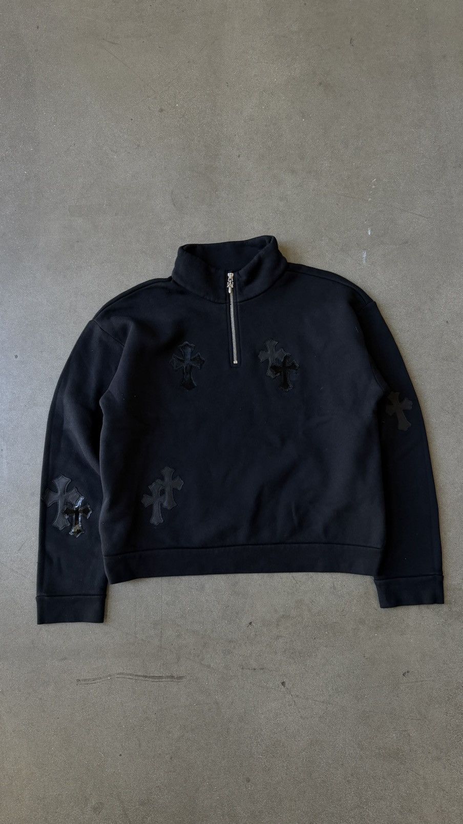 Chrome Hearts RARE!Chrome Hearts Cross Patch Quarter Zip Sweatshirt Size US M / EU 48-50 / 2 - 1 Thumbnail