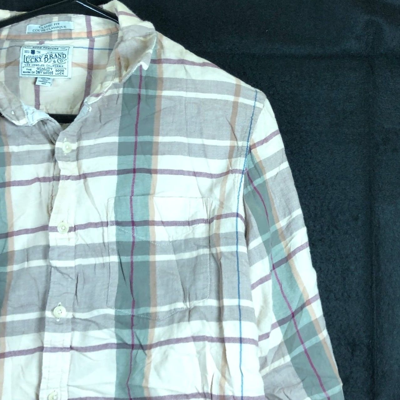 Lucky Brand Lucky Brand Button-Up Blouse M Womens Plaid Classic Fit Long Sleeve Casual Womens M Cream Size M / US 6-8 / IT 42-44 - 5 Thumbnail
