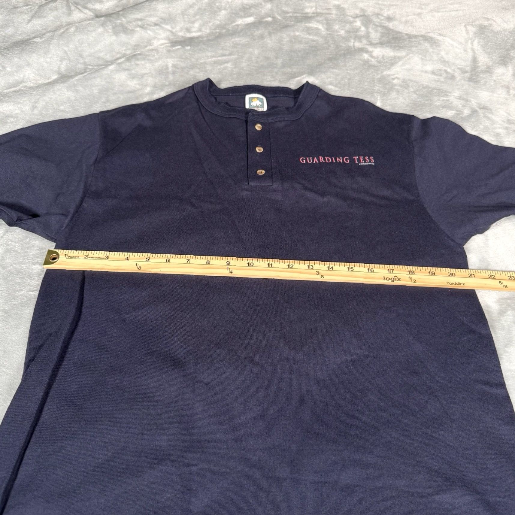 Vintage VINTAGE Guarding Tess Movie Promo Henley T Shirt Mens L Slim Fit Long Sleeve 90s Blue Logo Pattern Cotton Size US L / EU 52-54 / 3 - 7 Thumbnail