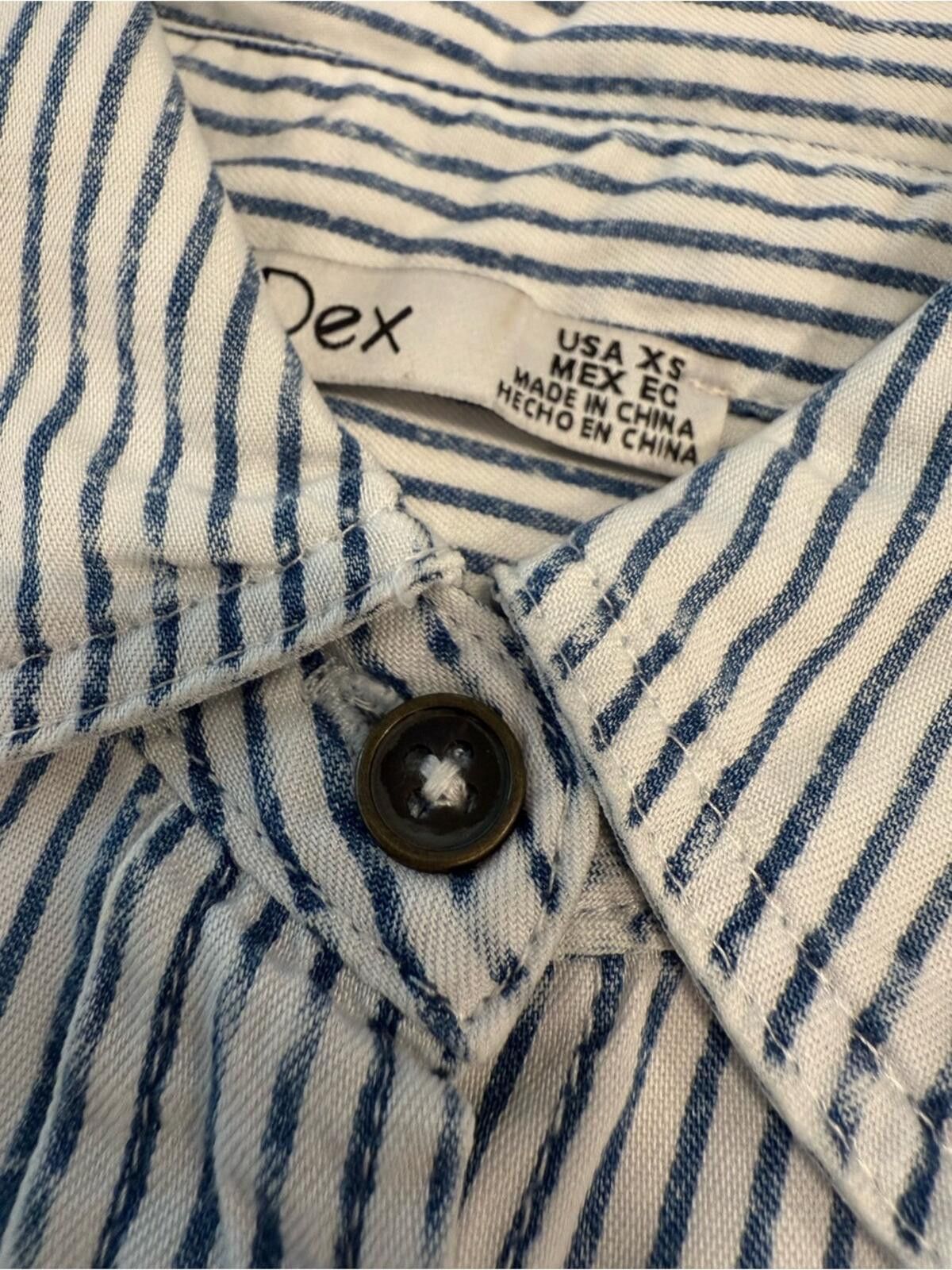 Forme D'Expression Dex blue & white stripe button up tunic top roll sleeve XS Size XS / US 0-2 / IT 36-38 - 6 Thumbnail