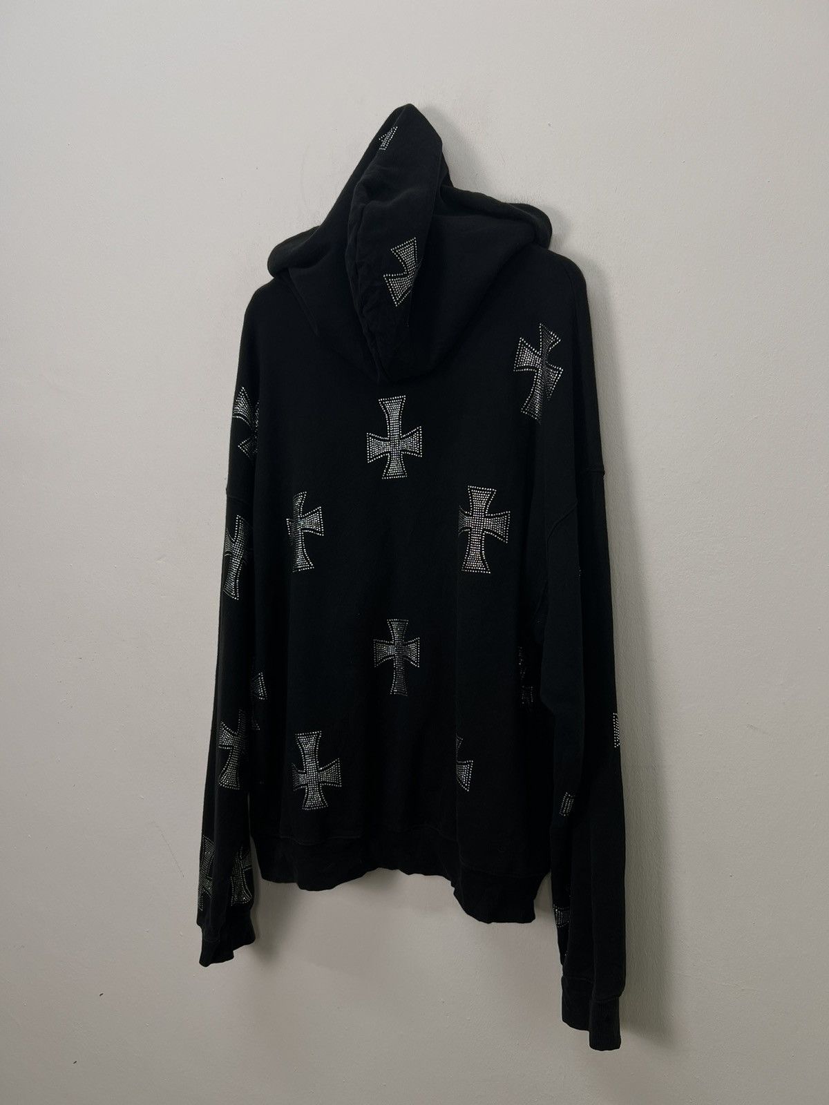 Unknown London Black Cross Rhinestone Zip-Up Hoodie | Grailed