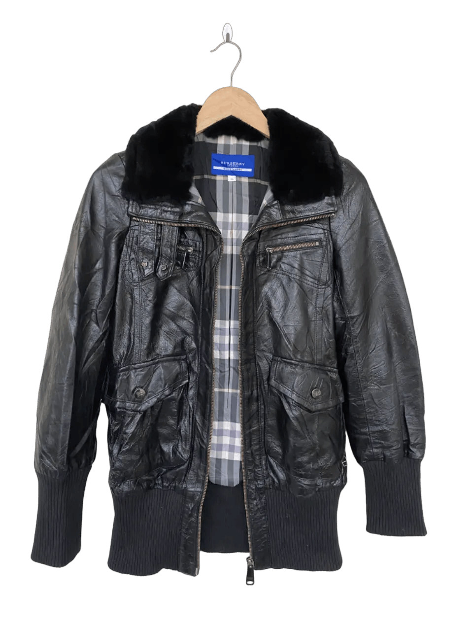Burberry Burberry Fur Leather Jacket Blue Label Size XS / US 0-2 / IT 36-38 - 4 Thumbnail