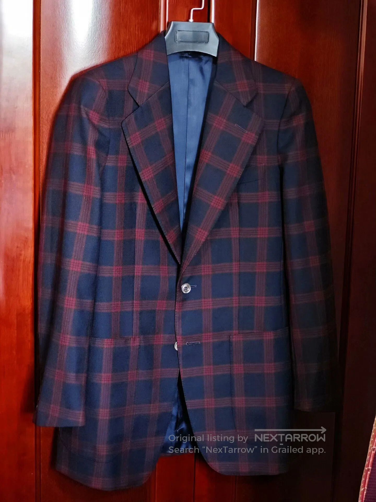 Japanese Brand Italian Wool Blend Suit with Red Checks. Size US S / EU 44-46 / 1 - 1 Thumbnail