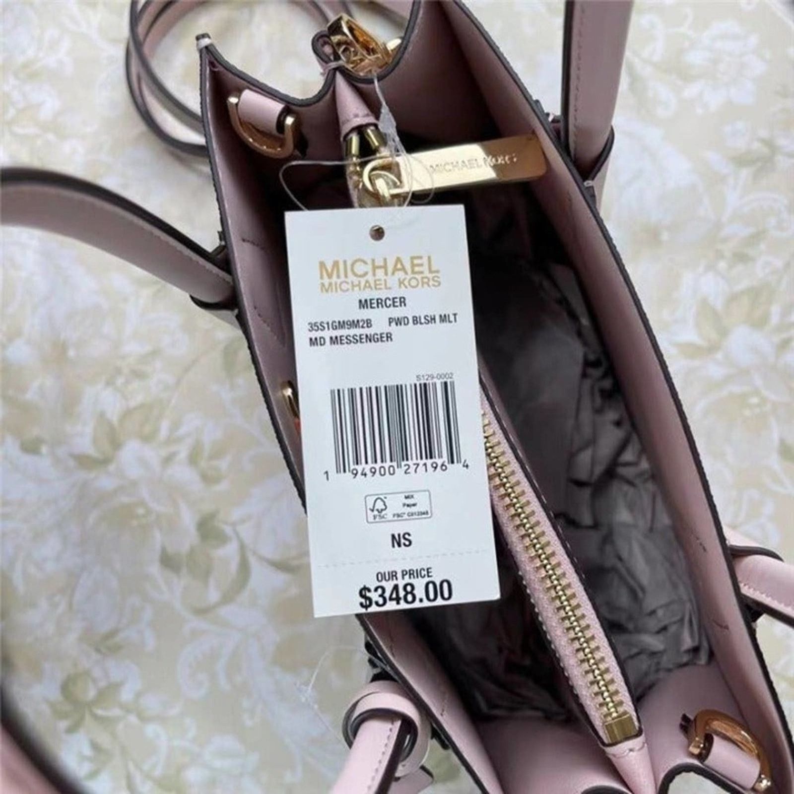 Michael Kors MICHAEL KORS MERCER MD SATCHEL MESSENGER SIG VANILLA PINK Size ONE SIZE - 3 Thumbnail