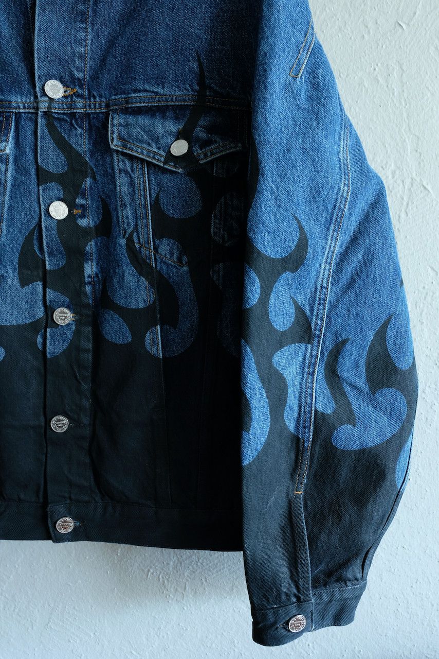 Vetements Vetements Denim Flames Jean Jacket Fire Print Balenciaga Size US L / EU 52-54 / 3 - 4 Thumbnail