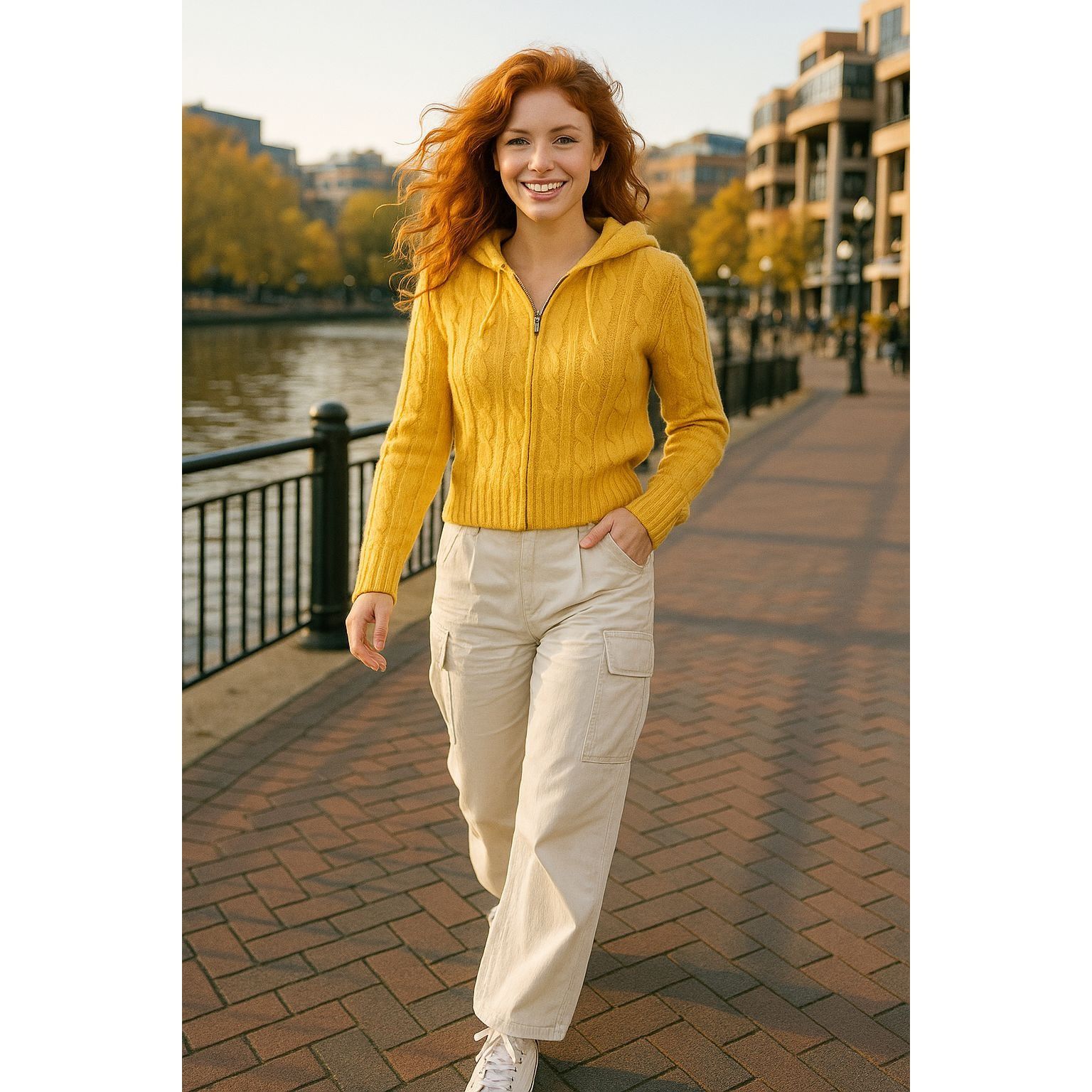 Abercrombie & Fitch Abercrombie & Fitch Yellow Cable Knit Wool Hoodie Sweater Wo Size M / US 6-8 / IT 42-44 - 1 Thumbnail