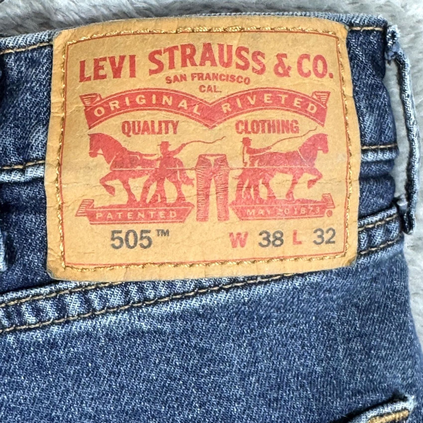 Levi's VINTAGE Levis 505 Jeans Mens 38x32 Blue Stretch Straight Leg Denim Medium Wash Pants Size US 38 / EU 54 - 3 Thumbnail