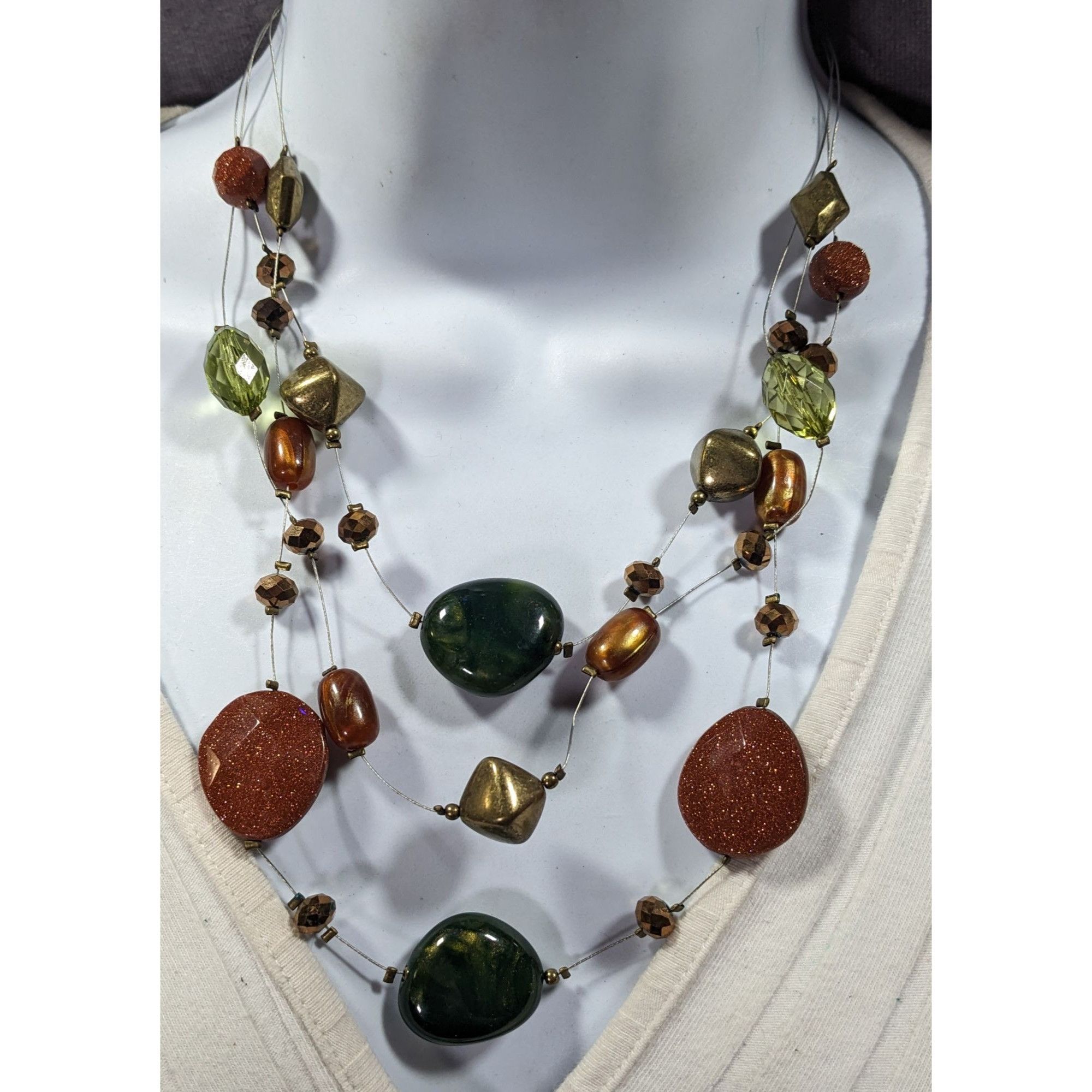Other Nature Inspired Goldstone And Glass Beaded Statement Necklac Size ONE SIZE - 2 Thumbnail