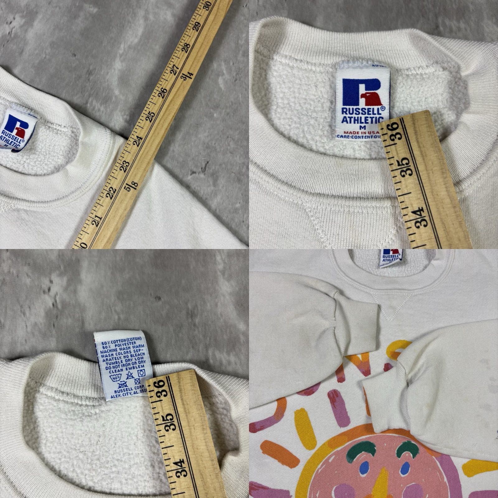 Russell Athletic VINTAGE Russell Athletic Sweatshirt Long Beach Island Sunset 90s Graphic Print Mermaid White M Mens Size US M / EU 48-50 / 2 - 9 Thumbnail