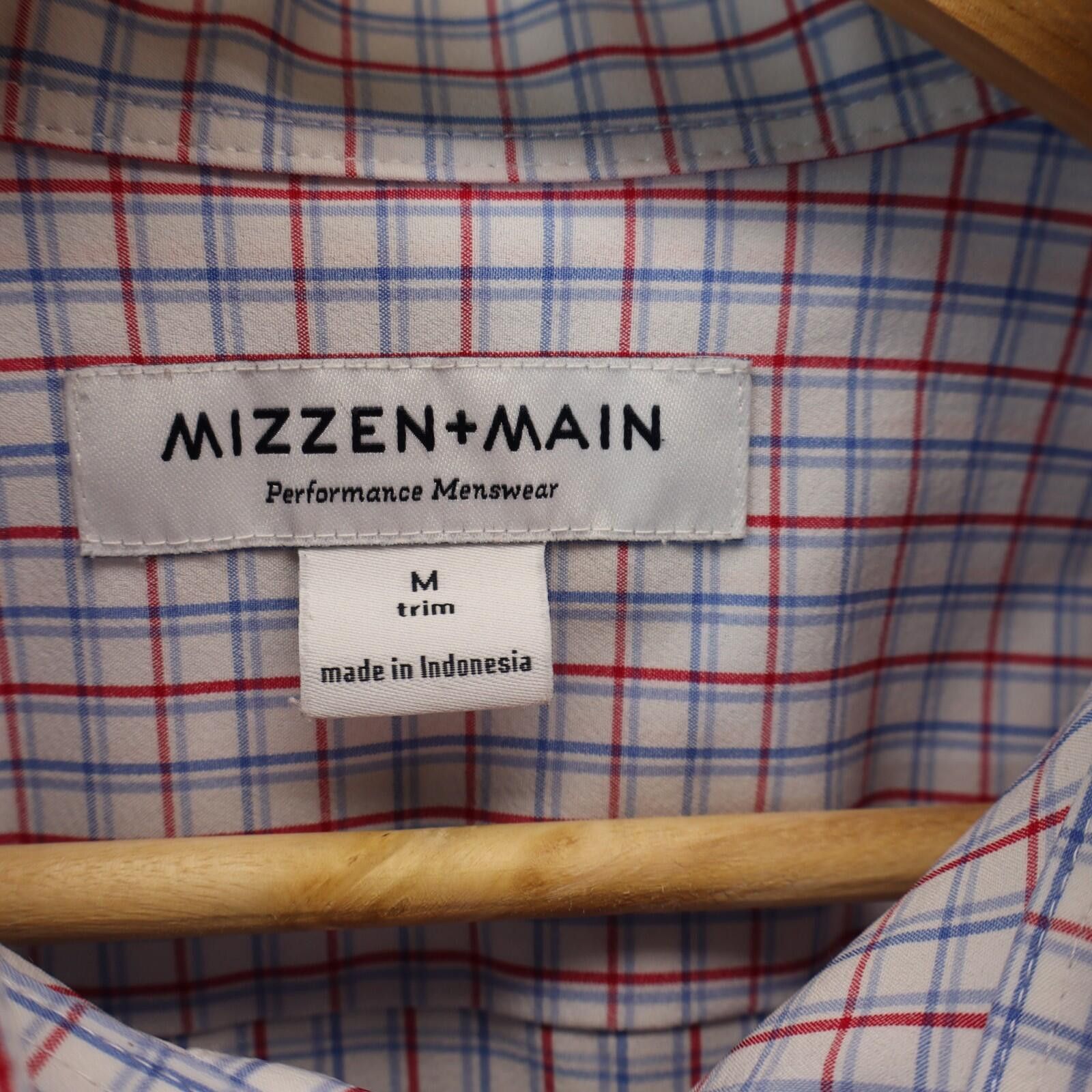 Mizzen+Main Mizzen Main Shirt Men M Medium Trim Fit Red Blue Plaid Size US M / EU 48-50 / 2 - 5 Thumbnail