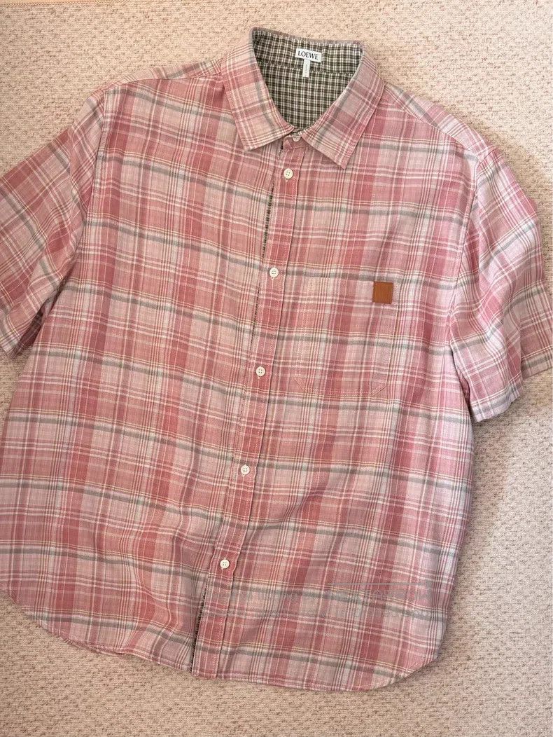 Loewe Loewe size 41 Plaid Short Sleeve Shirt, Pink Size US M / EU 48-50 / 2 - 1 Thumbnail