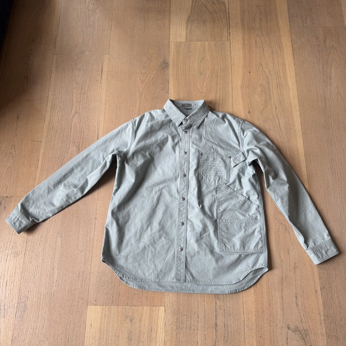 Dior Dior - Logo Embroidered Long-Sleeve Shirt - Mint / Grey Size US L / EU 52-54 / 3 - 1 Thumbnail
