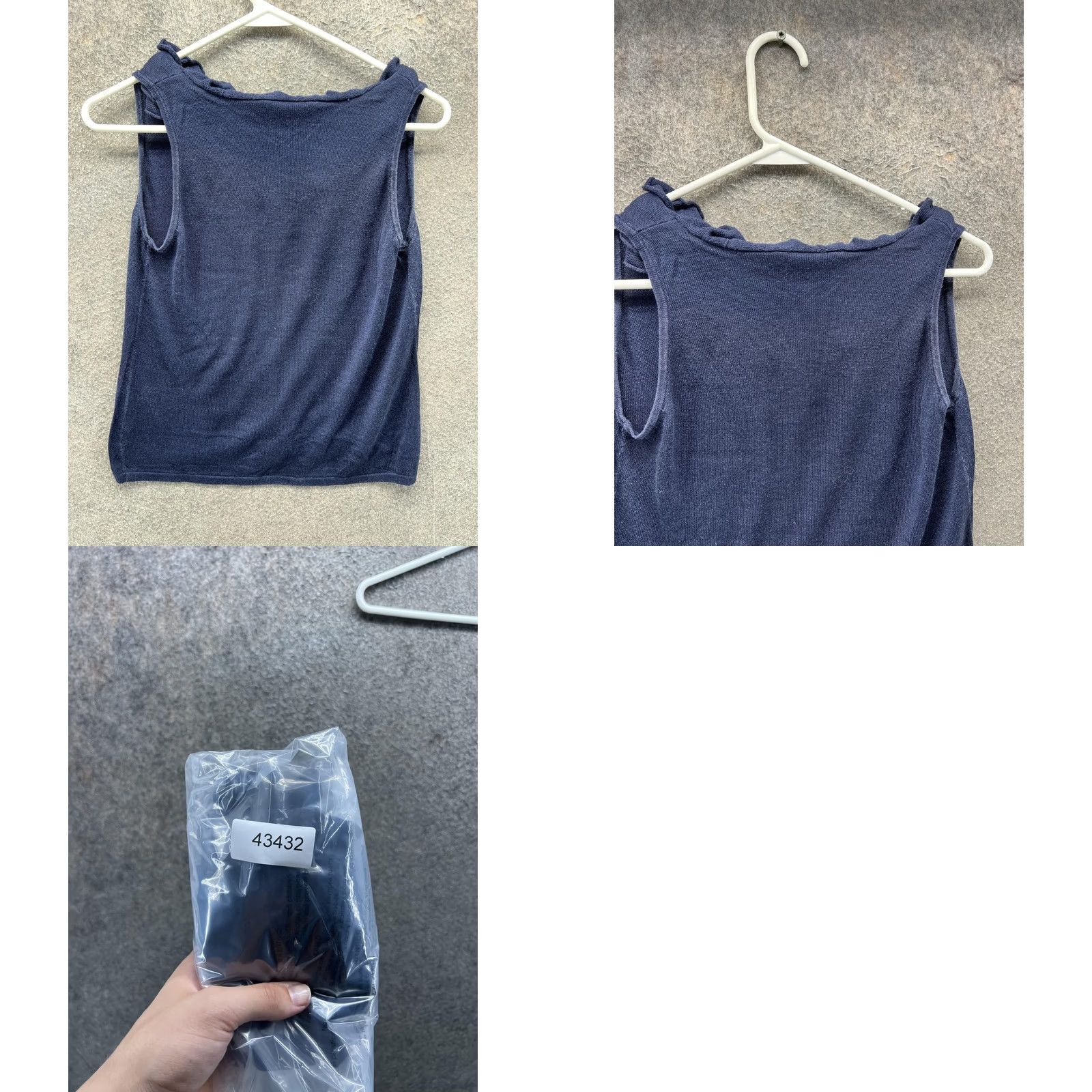 Ralph Lauren LAUREN RALPH LAUREN Tank Top Womens Petite Large Blue Ruffle Neck Silk Knit Sleeveless Pullover Casual Summer Size S / US 4 / IT 40 - 8 Thumbnail