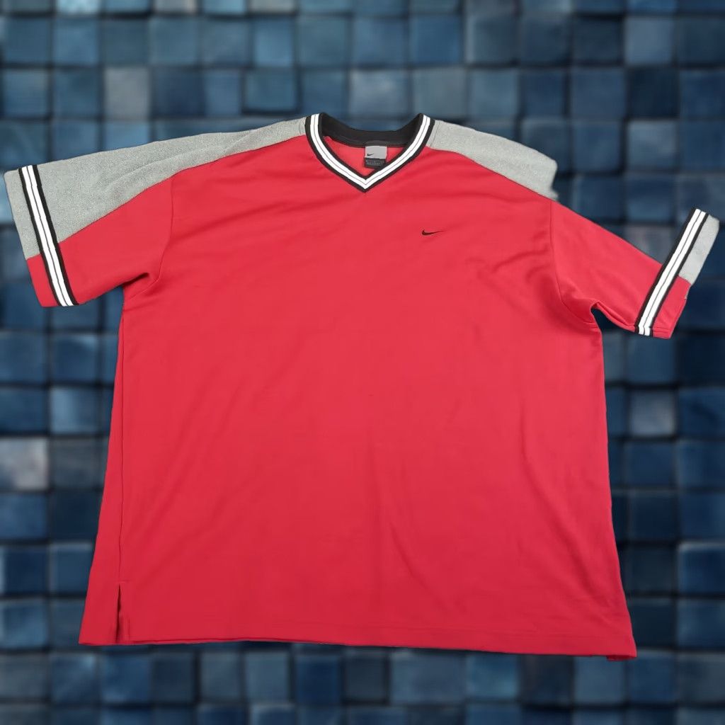 Nike Vintage Nike Shirt Men Large Red Mini Swoosh Sewn Y2K Gray Tag Ringer Jersey Size US L / EU 52-54 / 3 - 1 Thumbnail