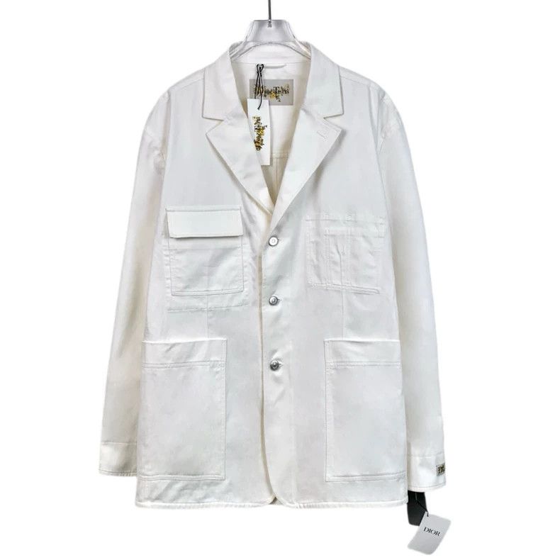 Dior Dior Denim Tears co-branded white cotton lapel single-breas Size US L / EU 52-54 / 3 - 1 Thumbnail