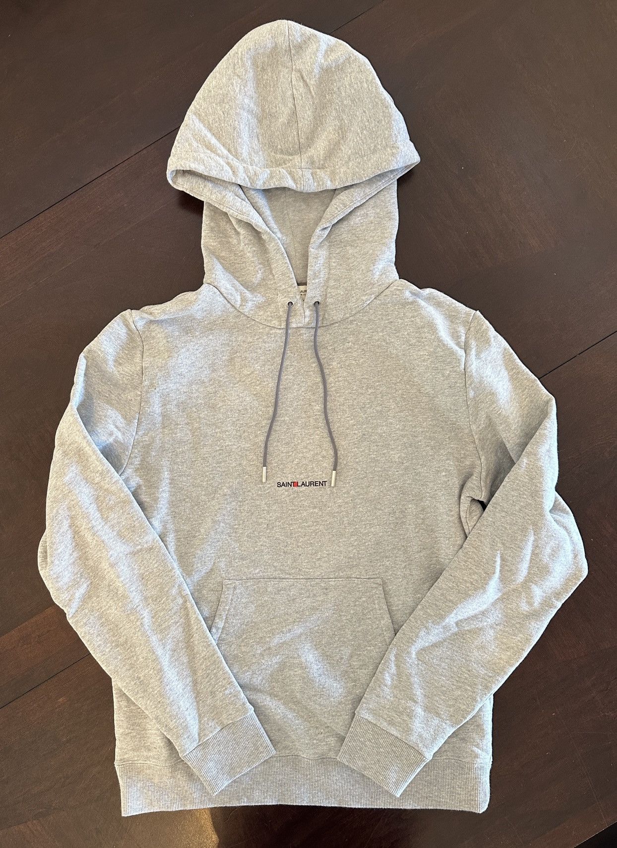 Image of Saint Laurent Paris Saint Laurent Rive Gauche Hoodie Gray - Mens - S in Grey (Size Small)